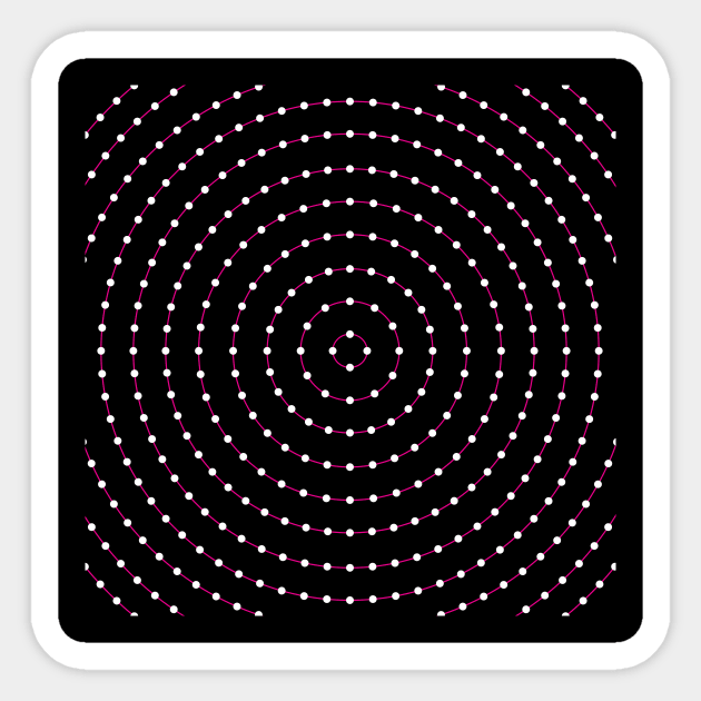 Circular Bullseye Pattern no.3 Black with Pink LIne with White Dots Sticker by Neil Feigeles